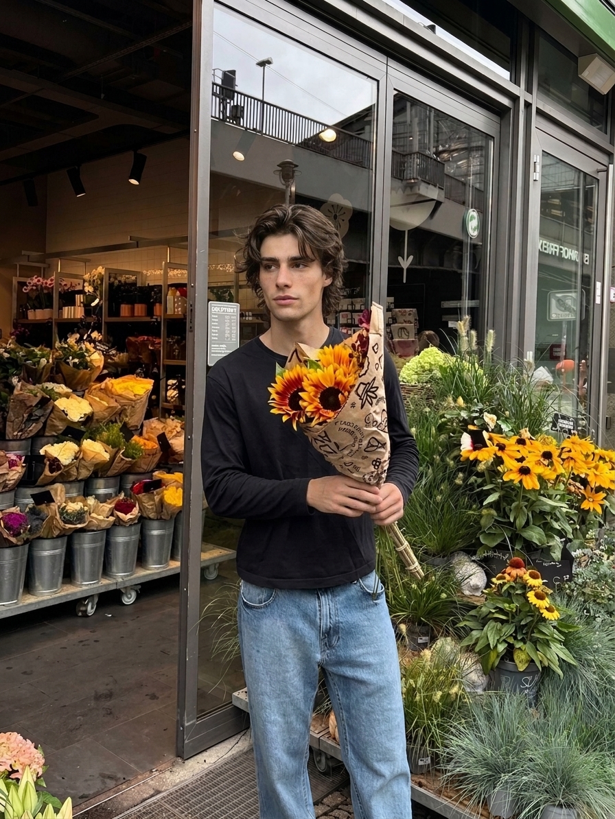 AI generated dating photo - flower shop